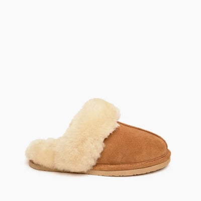 Pre Order Minnetonka SHEEPSKIN SLIDE SHOES with sheepskin upper and open-back design.