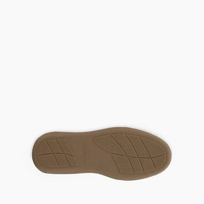 Bottom view of Minnetonka Sheepskin Hardsoles with rubber cupsole, available for pre-order.