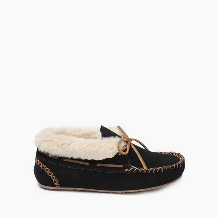 Pre Order Minnetonka CHRISSY SHOES with soft suede, plush lining, rawhide lace, and durable rubber sole.