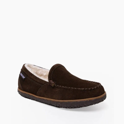 Water-resistant suede Minnetonka Tempe shoes with cozy lining and rubber sole.