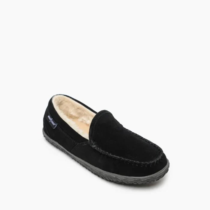 Black Minnetonka TEMPE SHOES with cozy lining and durable rubber sole.