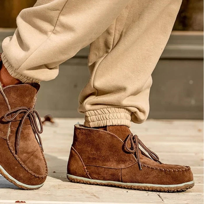 Pre Order Minnetonka Men's Torrey Shoes in brown suede with eco-friendly features and removable footbed.