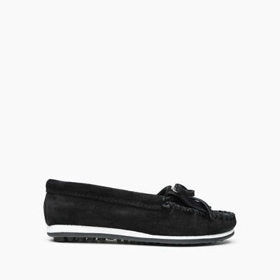 Pre Order Minnetonka KILTY PLUS suede moccasins with MinnSHIELD, memory foam insole, and rubber sole for comfort and style.