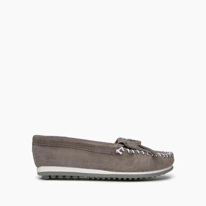 Pre Order Minnetonka KILTY PLUS moccasins in premium suede with durable rubber sole.