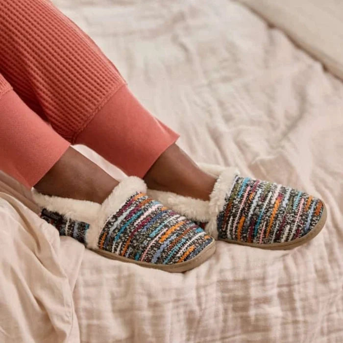 Pre Order Minnetonka DINA SHOES; cozy knit or Berber slippers with pile lining and memory foam insole.