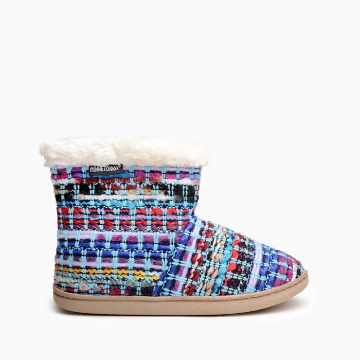 Pre Order Minnetonka BETTY SHOES - Colorful knit design, cozy memory foam slippers for indoor and outdoor use.