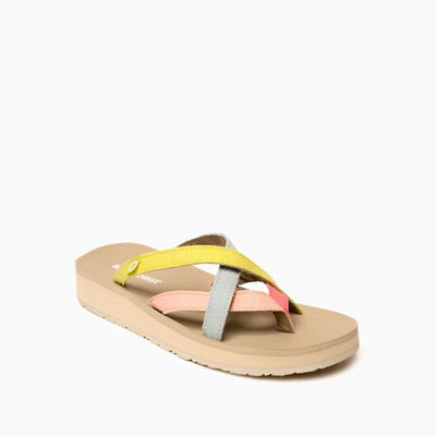 Minnetonka HANNA 2.0 sandals with chic brown twill tape upper, EVA midsole, and TPR outsole for durability and comfort.