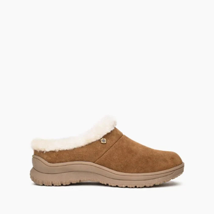 Pre Order Minnetonka EMERSON SHOES in premium suede with soft lining, water-resistant, cushioned footbed, durable rubber sole, slip-on design.