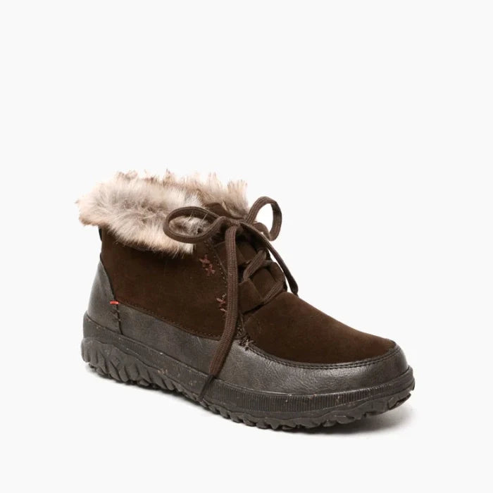 Pre Order Minnetonka Tinley Shoe, water-resistant suede with fleece lining, durable rubber sole.