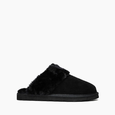 Minnetonka Chesney cozy suede slippers with plush pile lining and durable EVA sole.