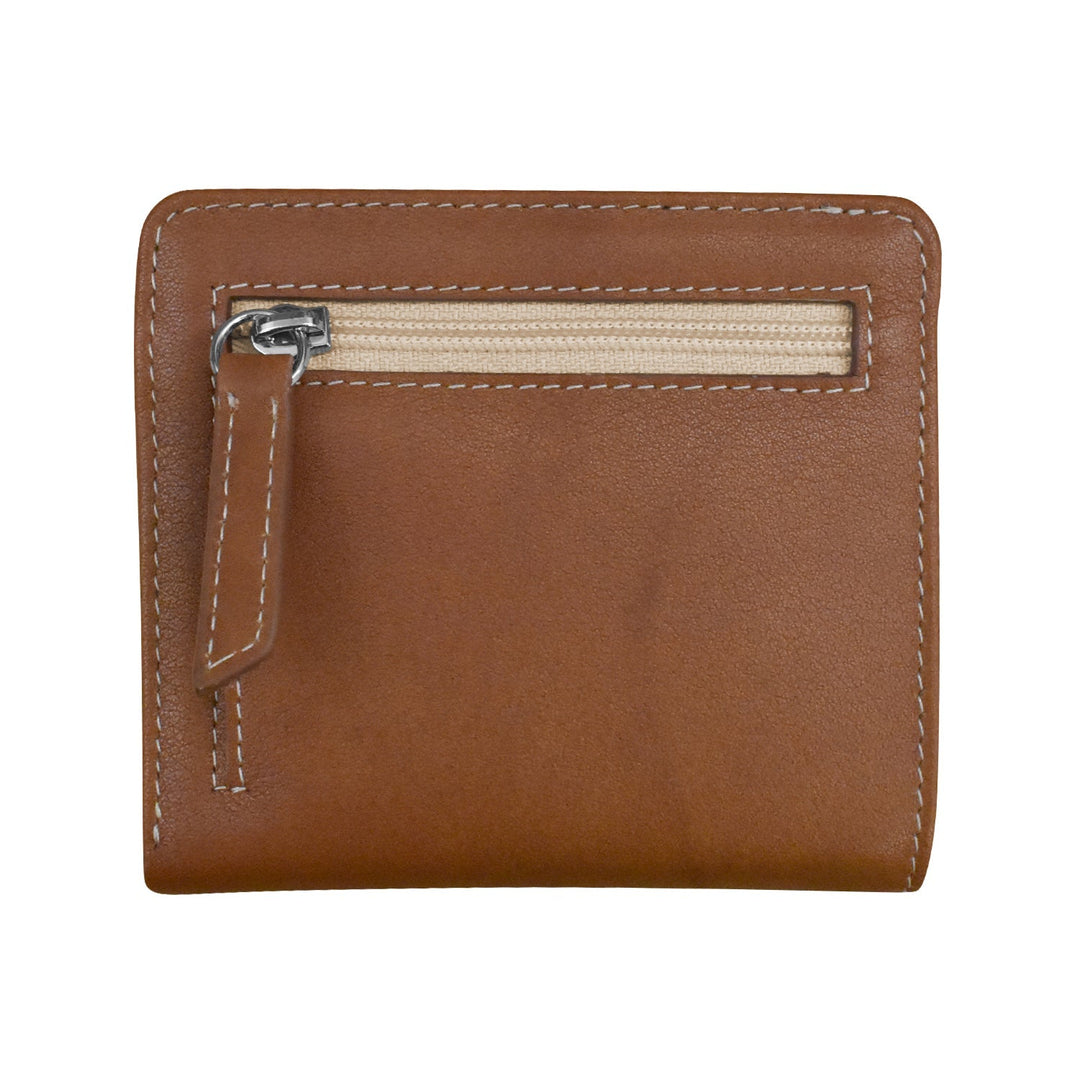 Two tone mini bifold wallet in premium leather with multiple card slots and cash compartment