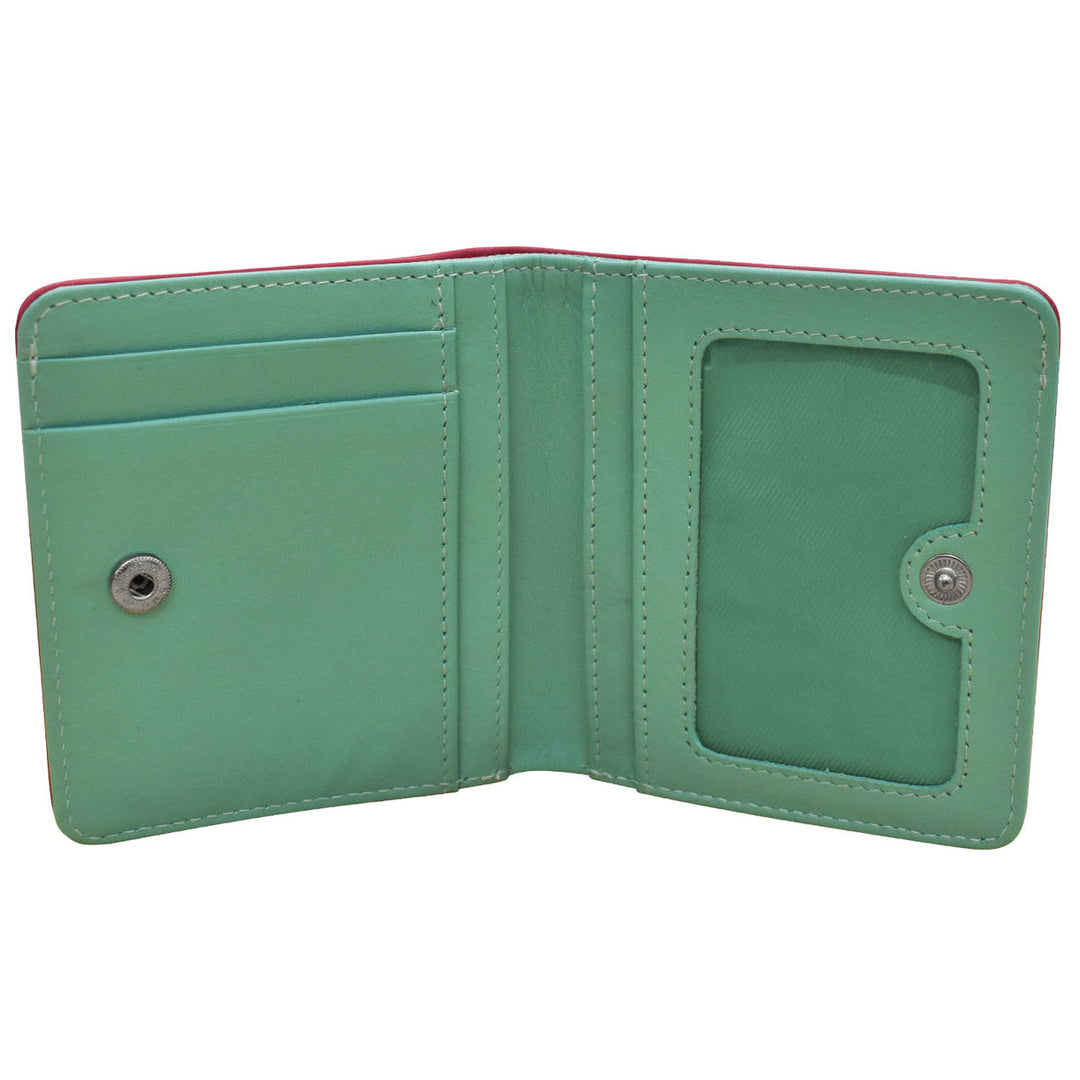Two Tone Mini Bifold Wallet in premium leather with multiple card slots and sleek two-tone design