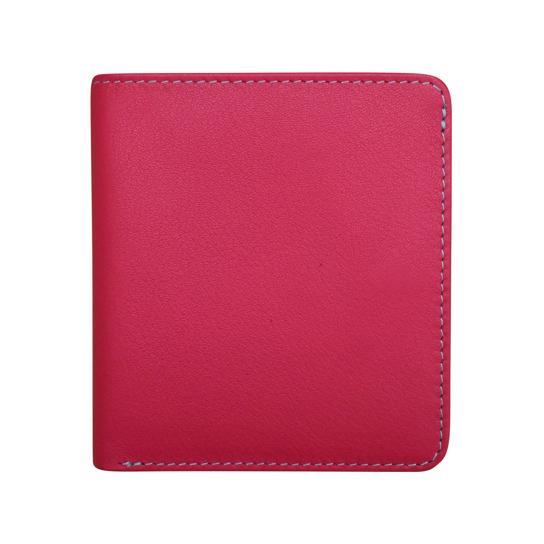 Two tone mini bifold wallet in premium leather with multiple card slots and cash compartment