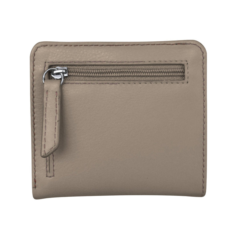Two tone mini bifold wallet in premium leather with multiple card slots and cash compartment