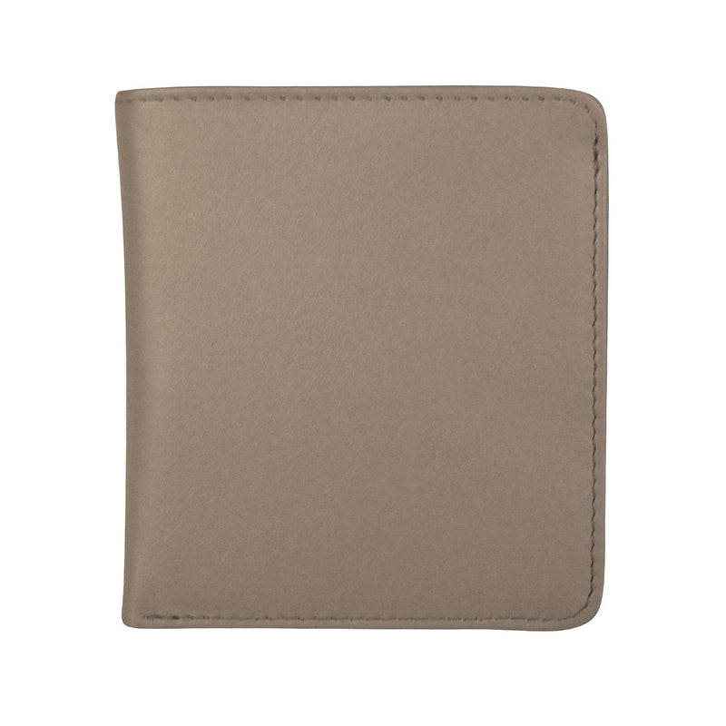 Two tone mini bifold wallet in premium leather with multiple card slots and cash compartment