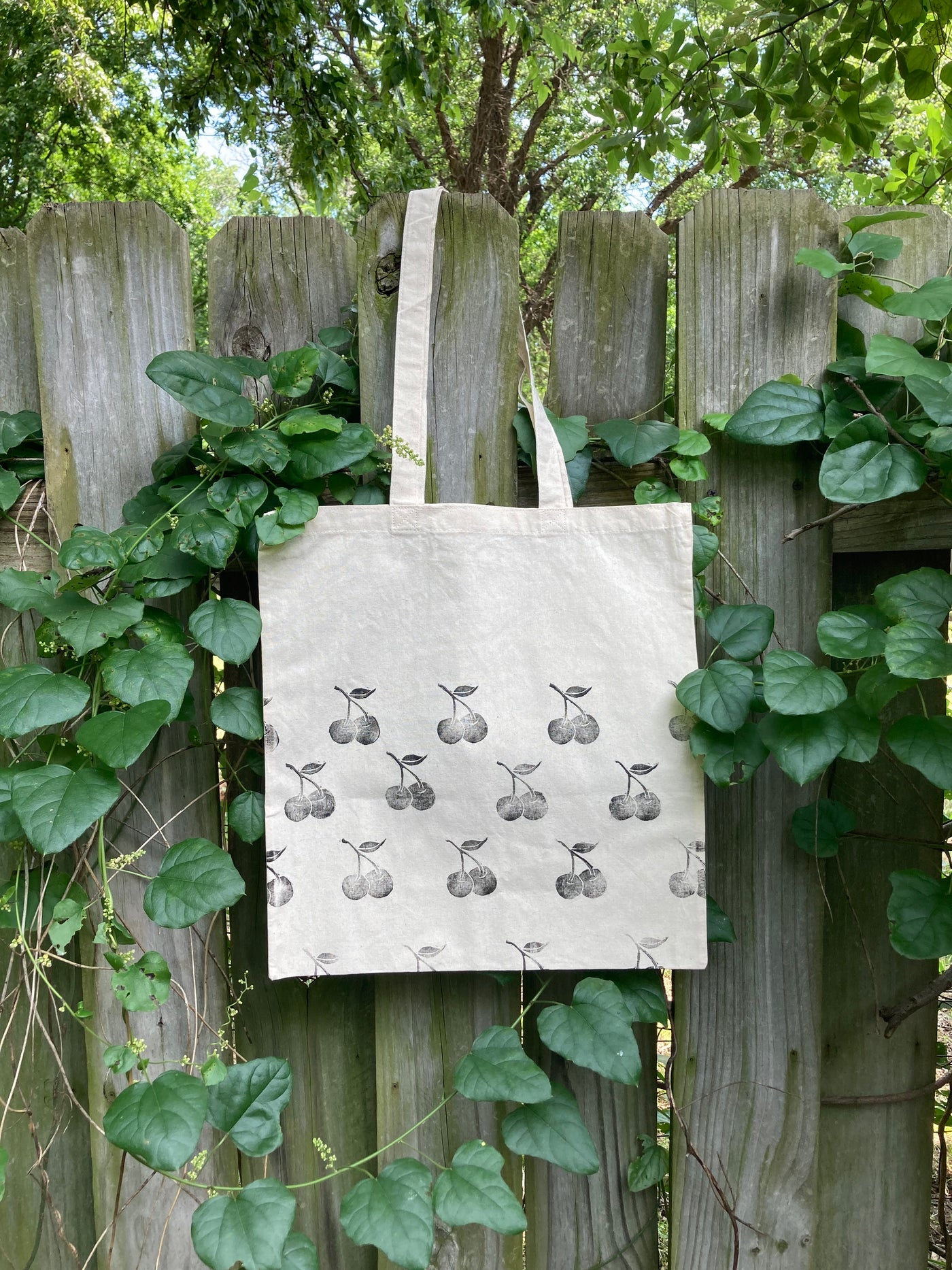 Wild Sour Hand Printed Cherry Canvas Tote