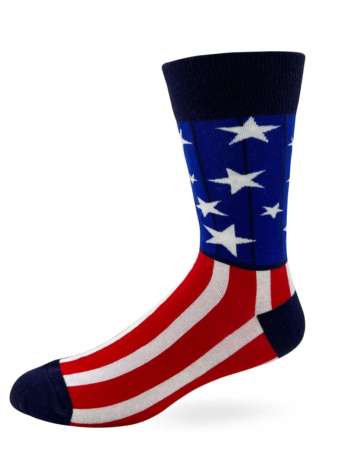 Men's novelty crew socks with American flag design, bold and comfortable, featuring a rebellious "Free As F..K" message.