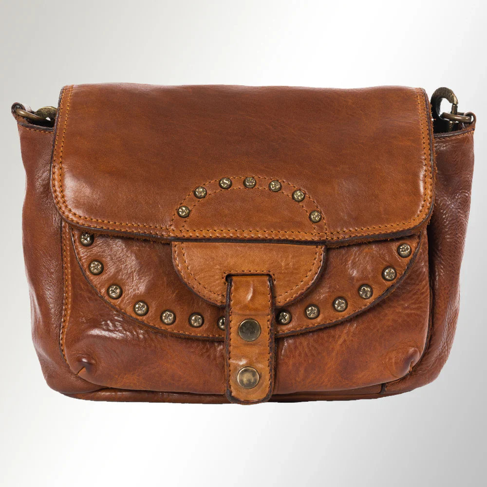 Spaghetti Western Crossbody Messenger Bag SWC164ATAN, handcrafted leather.