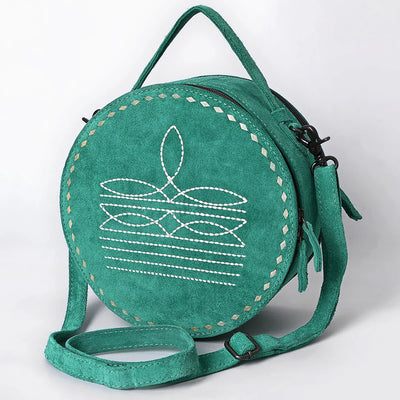 American Darling Canteen Bag ADBG1549B in genuine suede leather with adjustable strap and antique metal fittings.