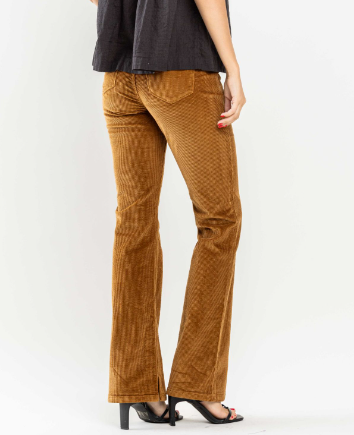 Judy Blue Jeans mid-rise tan bootcut corduroy pants with 32.5" inseam and 98% cotton blend fabric