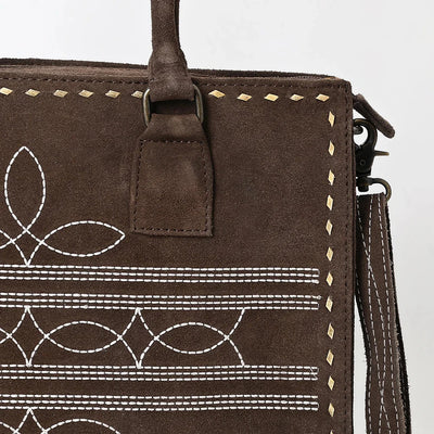 American Darling Tote ADBG1553D, genuine suede leather, adjustable strap, antique metal fittings.