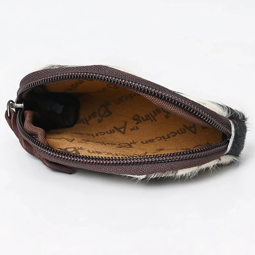 American Darling Coin Purse Wallet ADBG444BRW open view showing interior lining and zipper closure