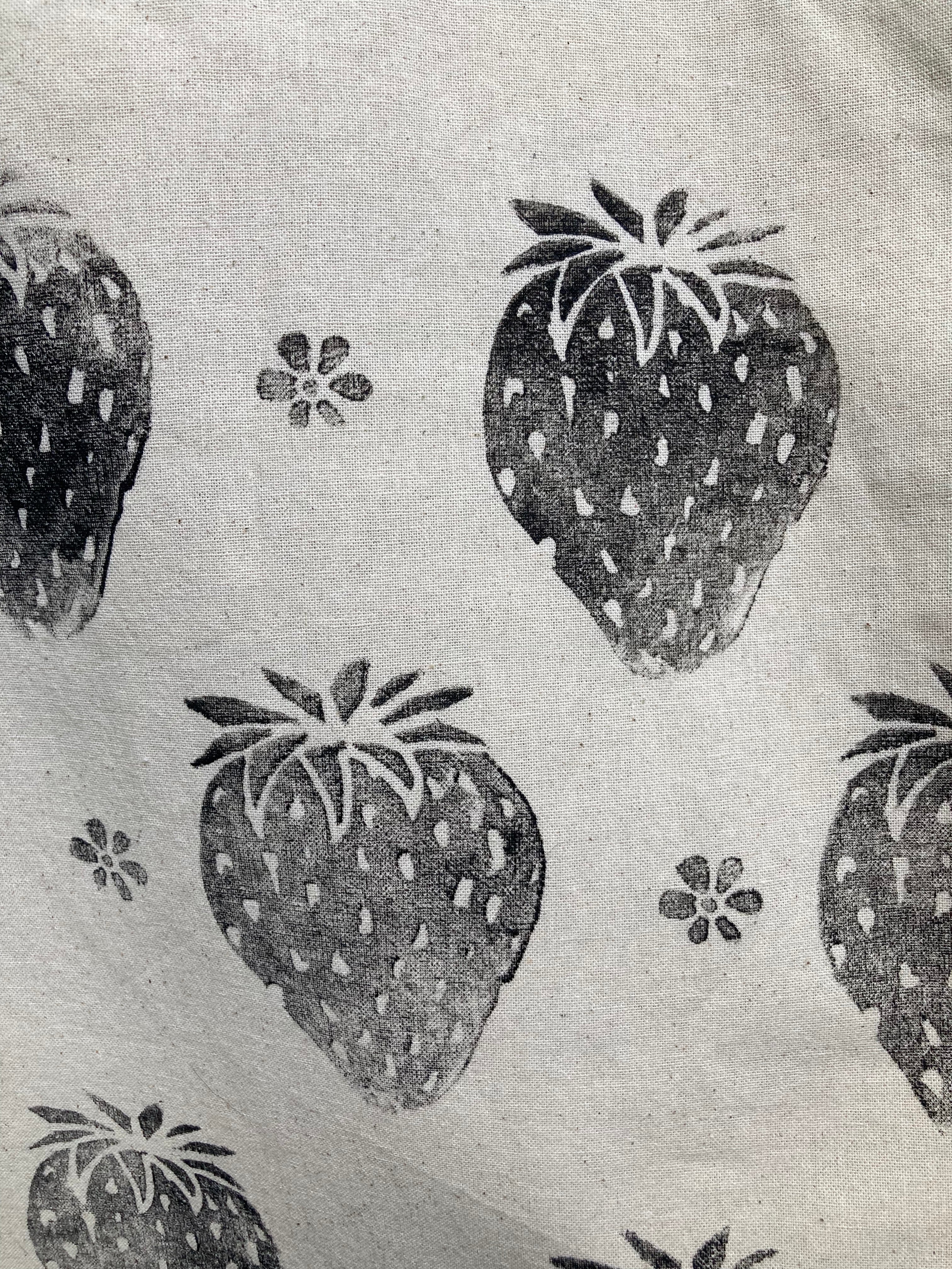 Wild Sour Hand Printed Strawberry Canvas Tote