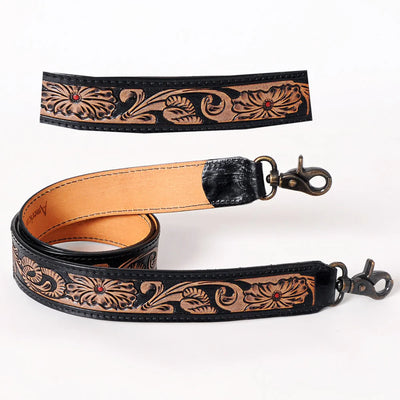 Hand-tooled Black Leather Purse Strap Crossbody Strap Replacement Purse  Strap 