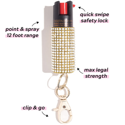 Gold Rhinestone Pepper Spray | Bling Sting