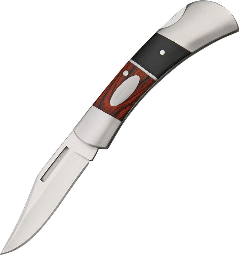 Lockback Folding Knife – 3.5" Closed, 2.5" Stainless Clip Wood Handle CN210962PW