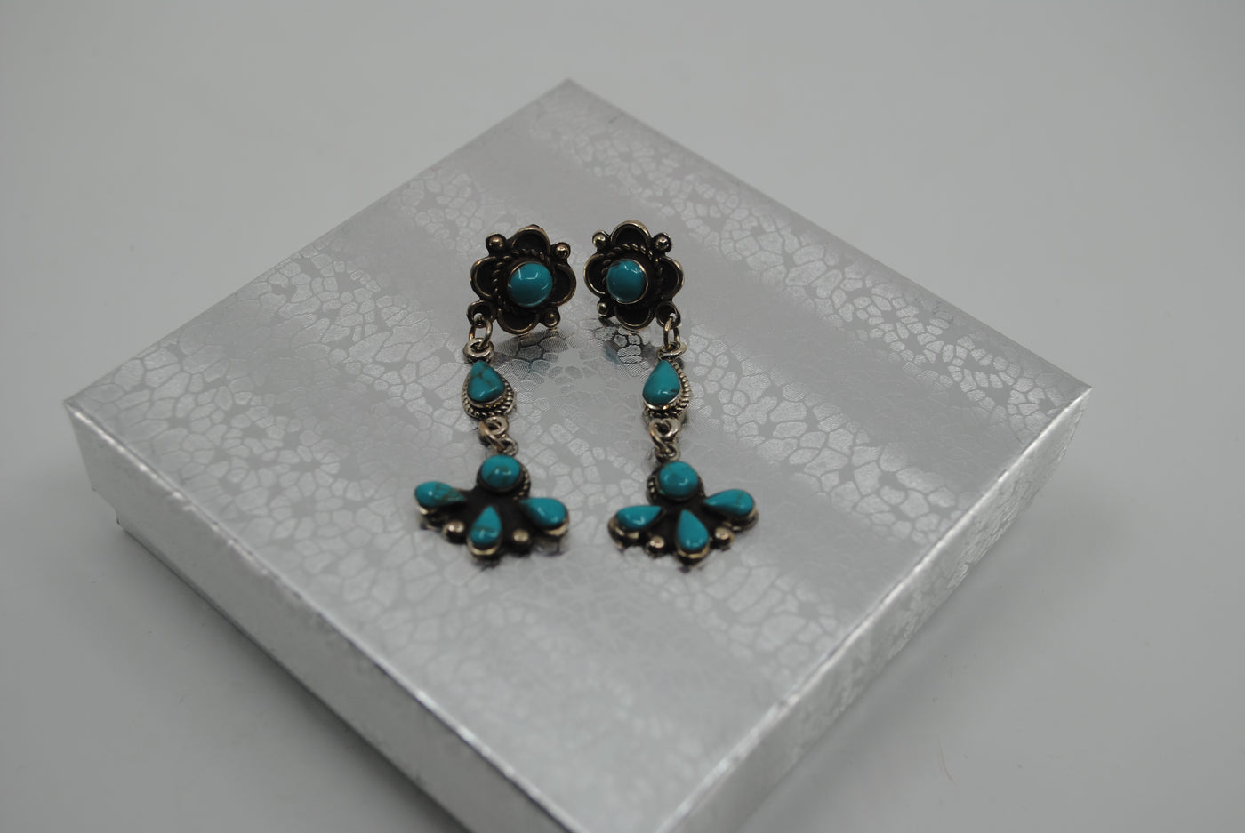 Handmade Sterling Silver and Turquoise Drop Earrings PSTPE08