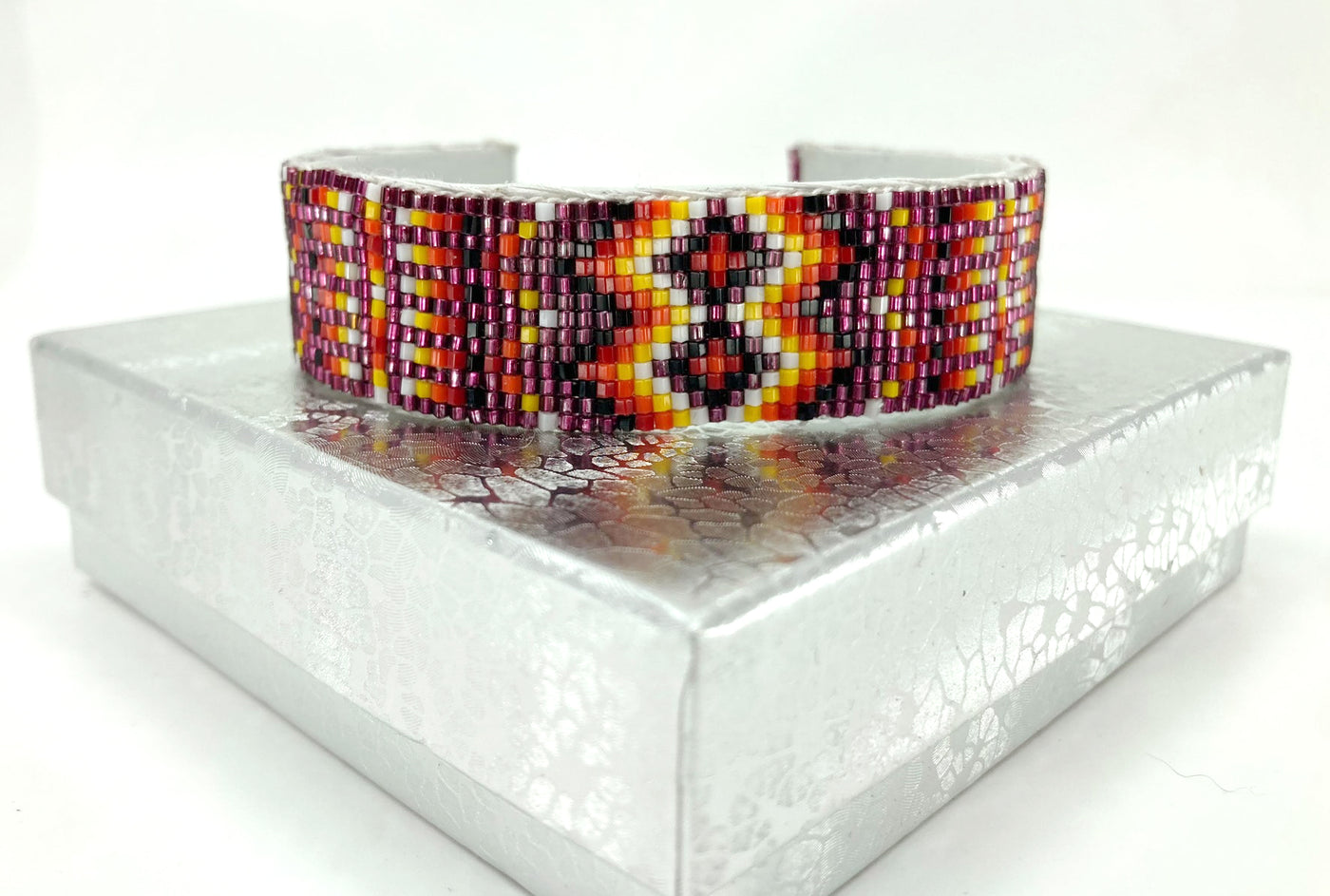 Handmade Beaded Cuff Bracelet Purple PSTPC08
