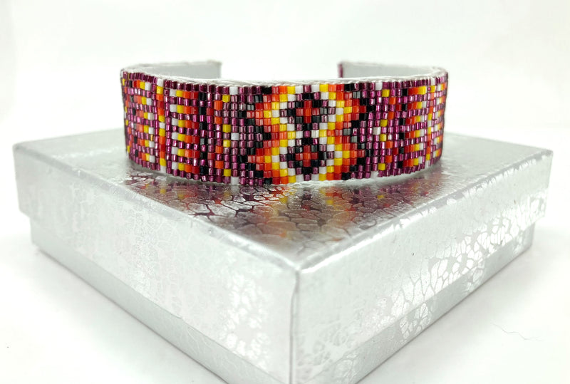 Handmade Beaded Cuff Bracelet Purple PSTPC08