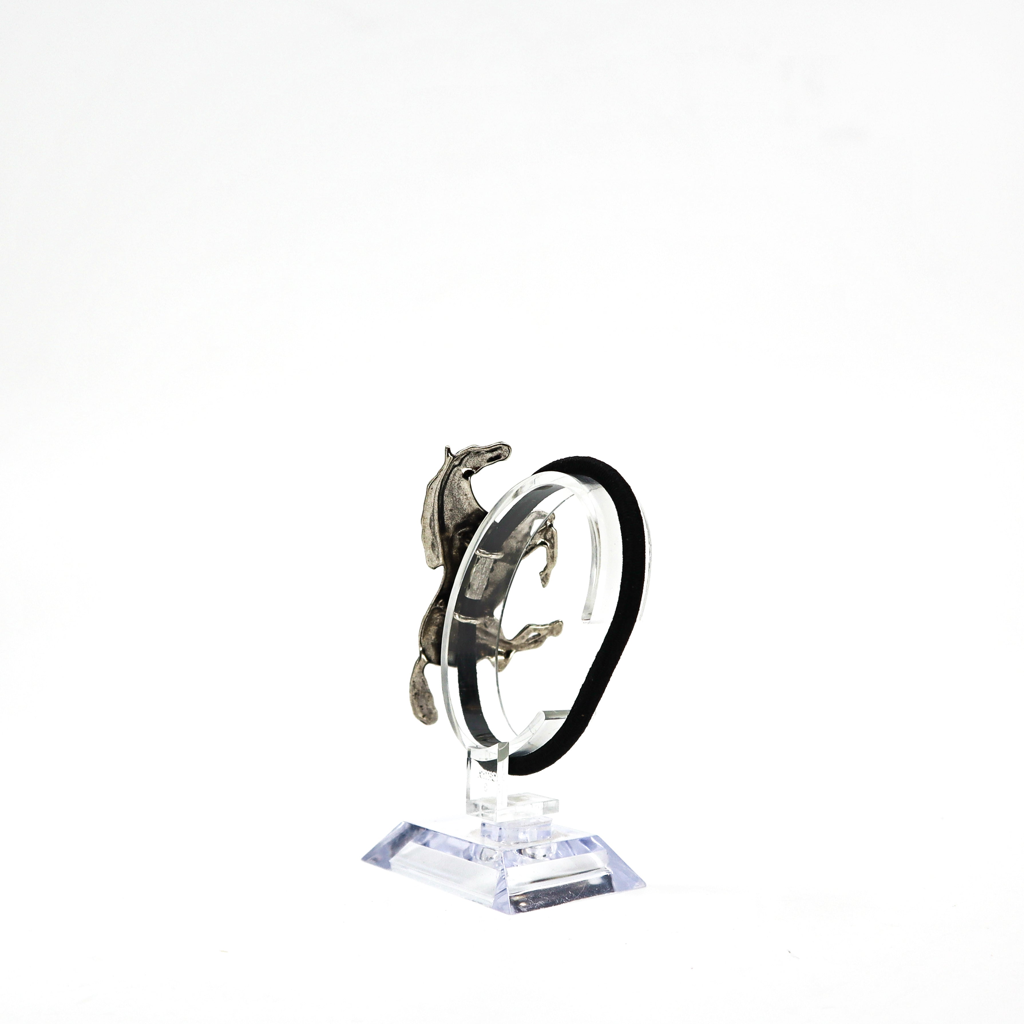 Horse Ponytail Holder PSTPHC06 with horse-shaped decorative charm on clear stand