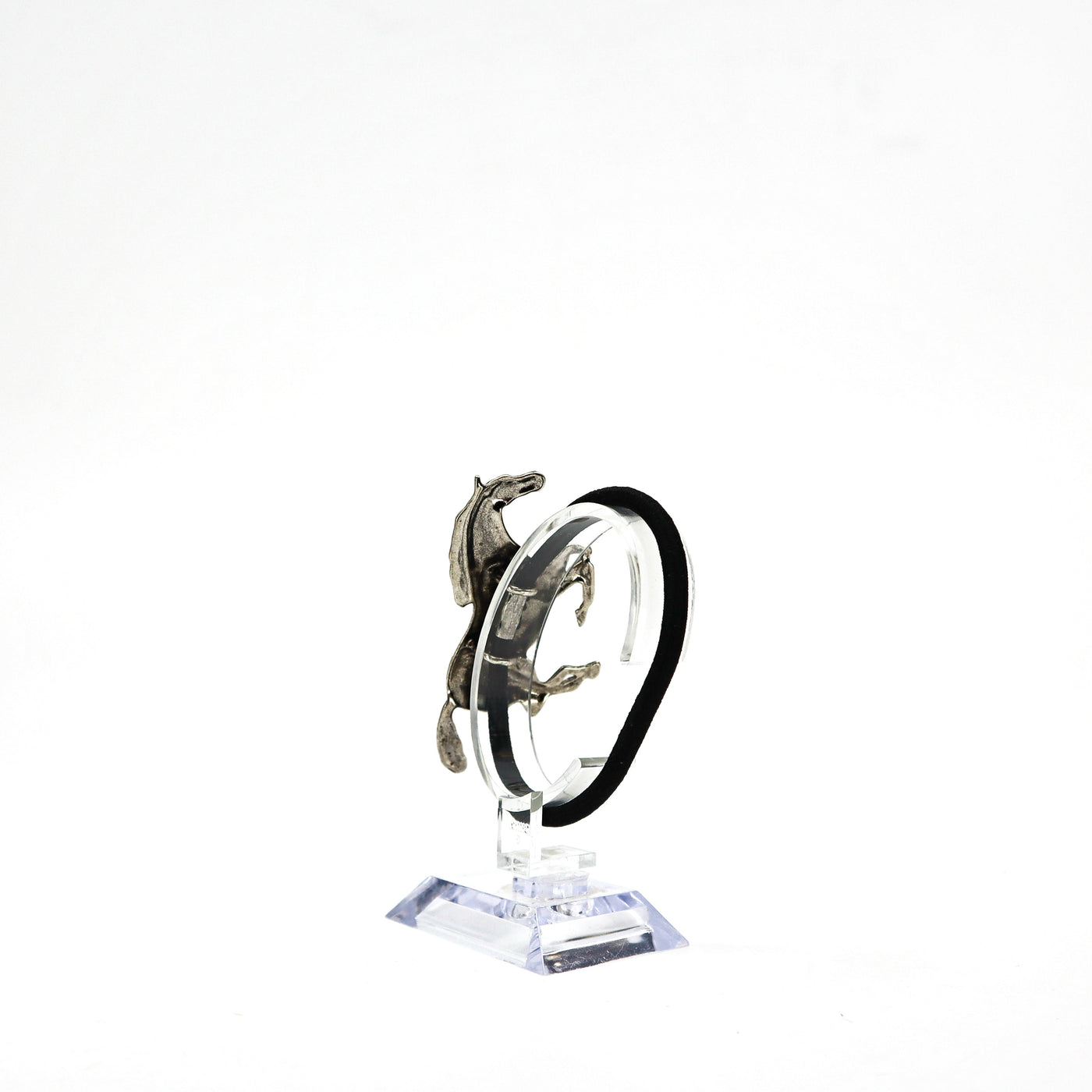 Horse Ponytail Holder PSTPHC06 with horse-shaped decorative charm on clear stand
