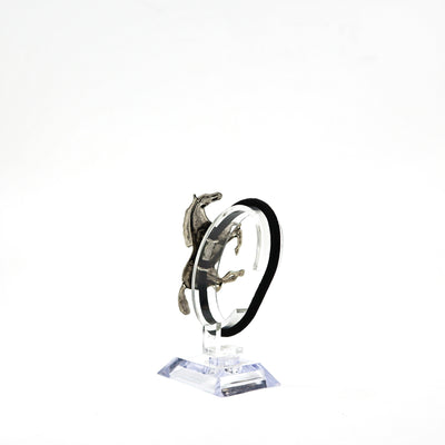 Horse Ponytail Holder PSTPHC06 with horse-shaped decorative charm on clear stand