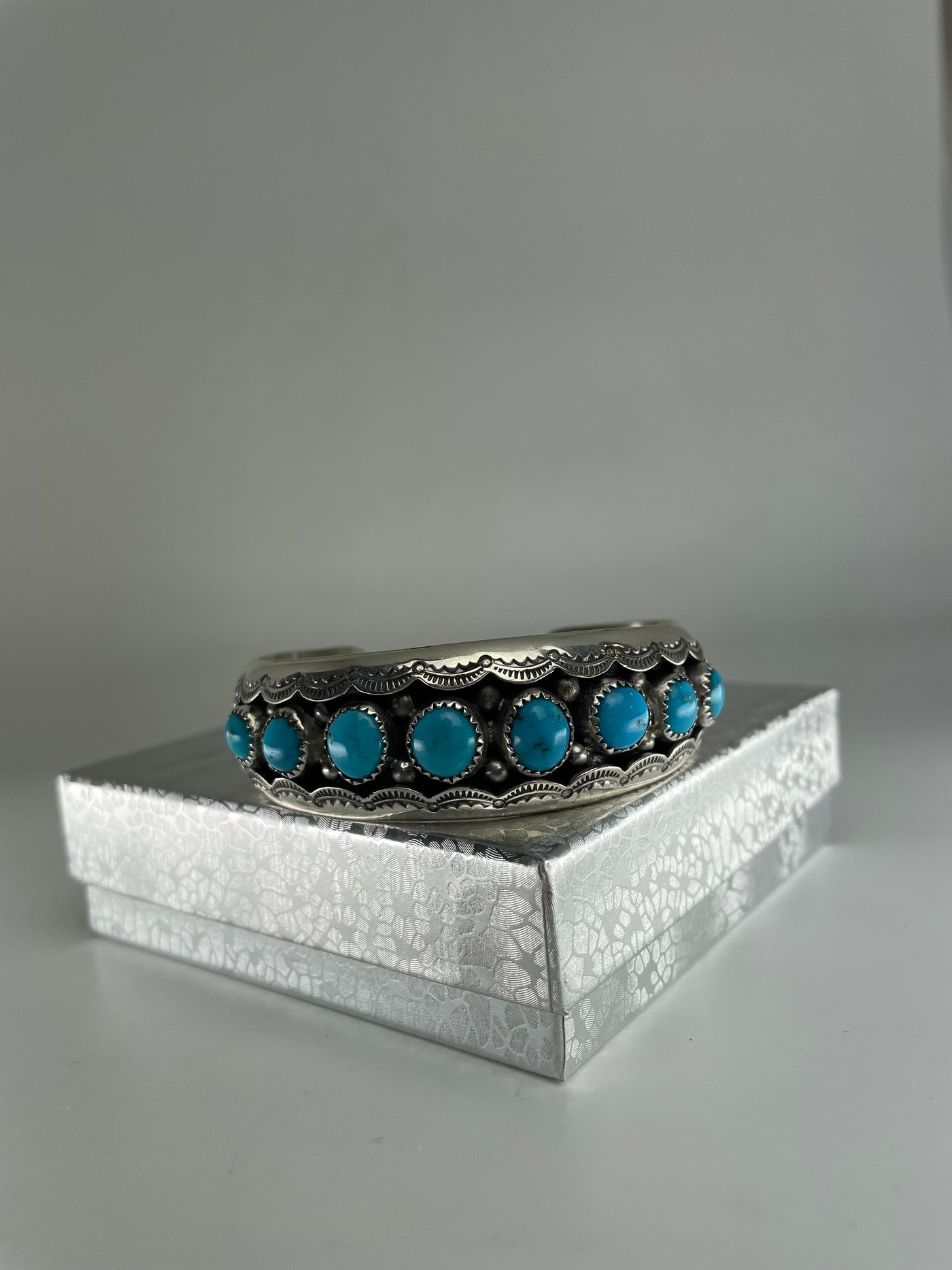 Handmade Navajo Sterling Turquoise Cuff Bracelet PSTPC14