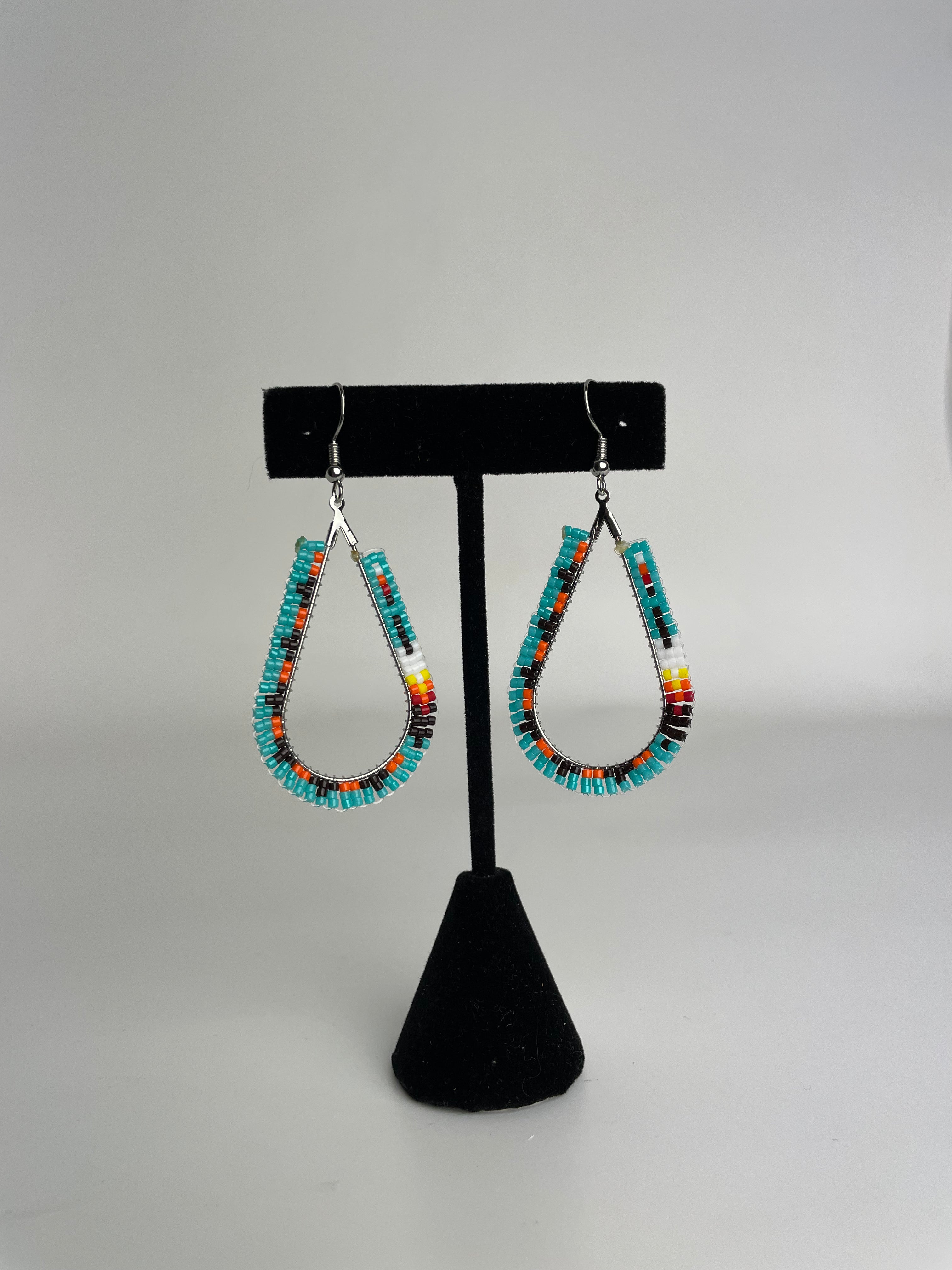 Handmade Navajo Beaded Wampum Statement Earrings PSTPE38