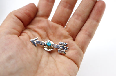 Handmade Sterling Silver & Turquoise Arrow Pin PSTPPN01