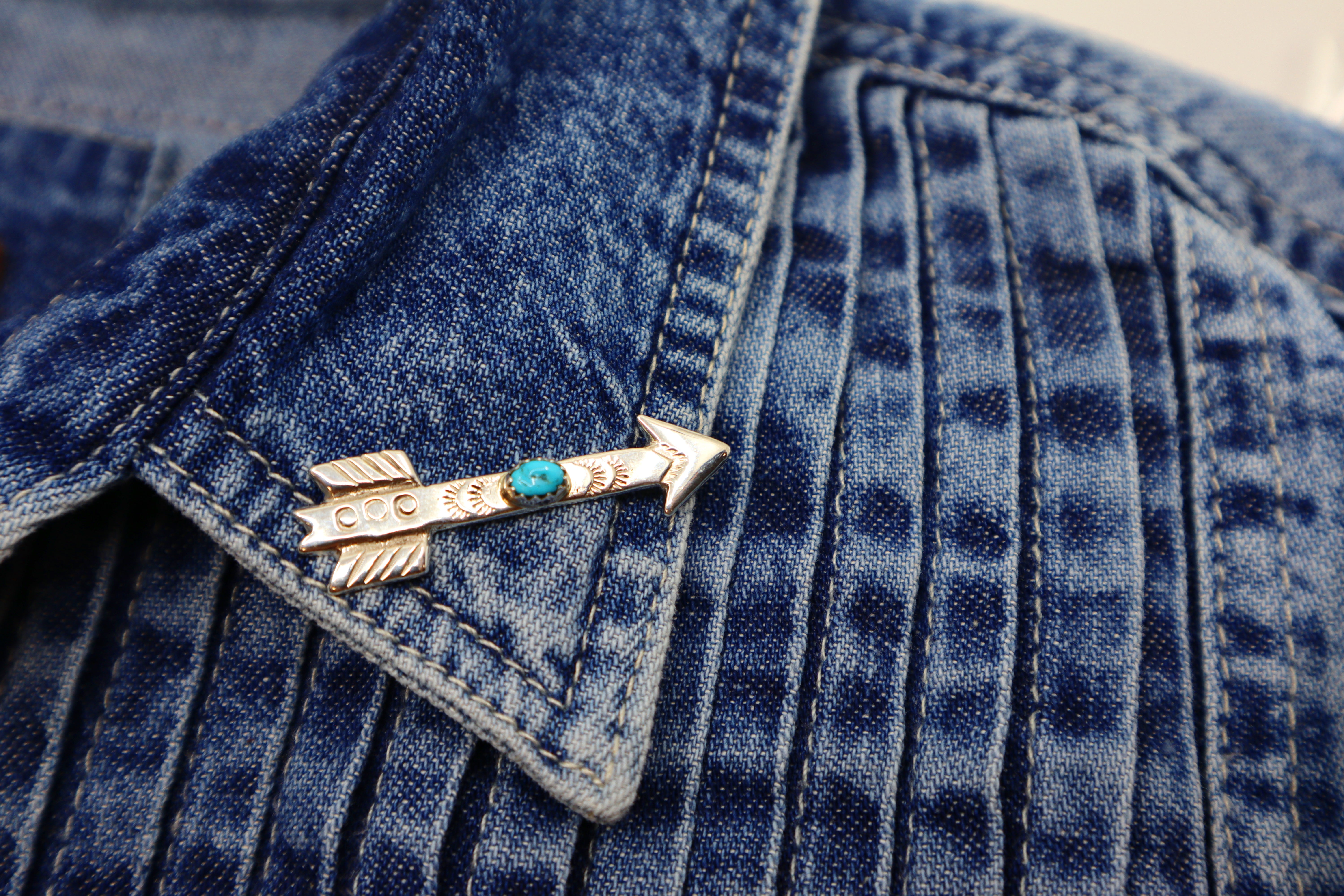 Handmade Sterling Silver & Turquoise Arrow Pin PSTPPN01