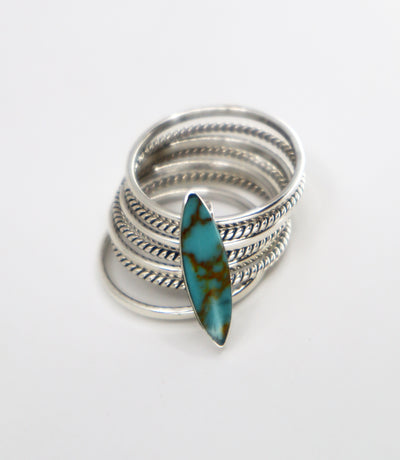 Handmade Sterling Silver Turquoise Spinner Ring Size 7 PSTPR34