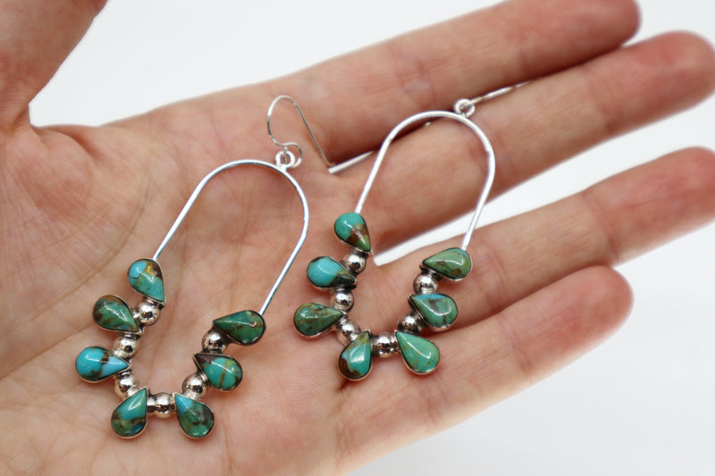 Turquoise Oval Naja Earrings
