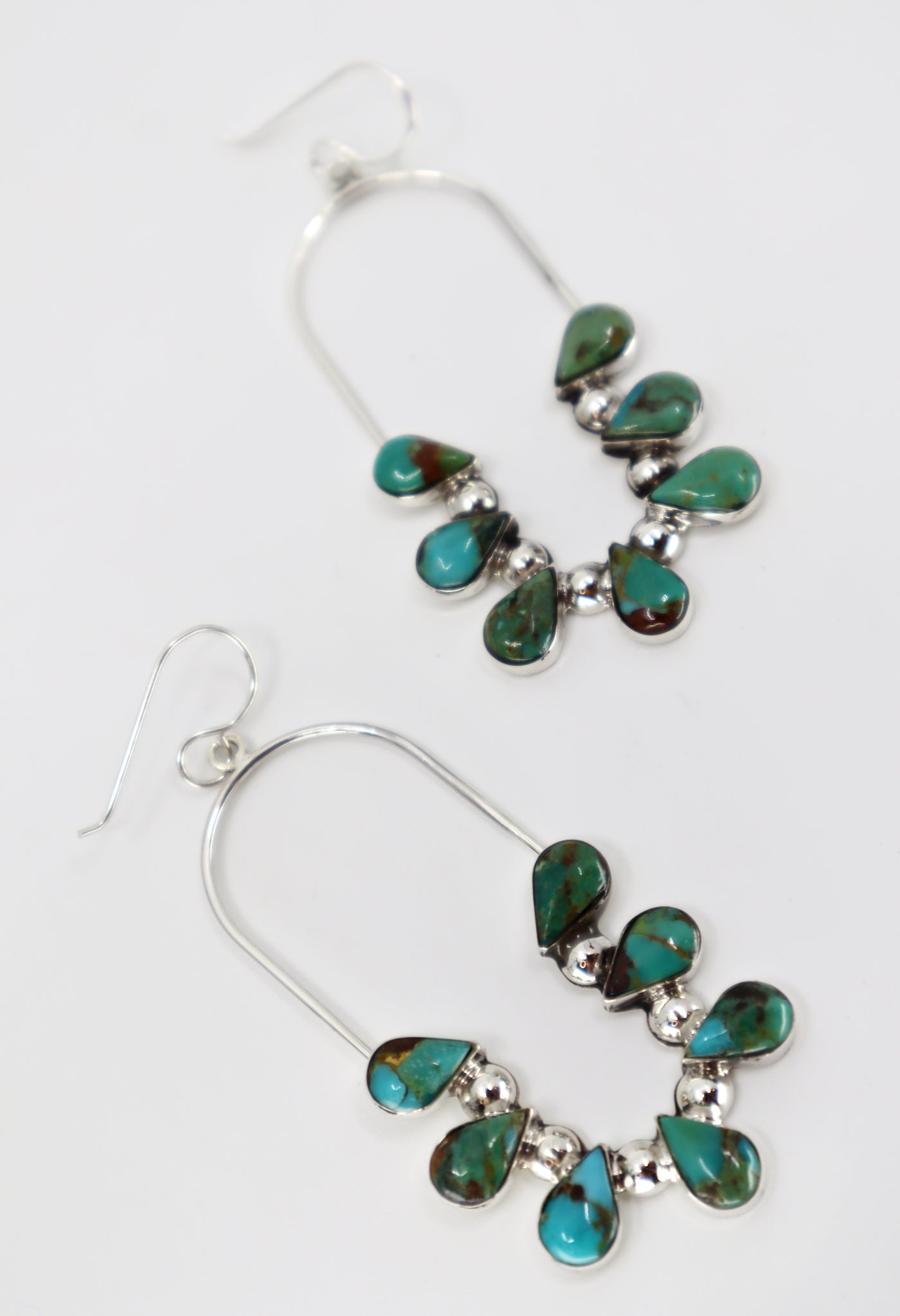 Handmade Sterling Silver & Turquoise Oval Naja Earrings PSTPE38