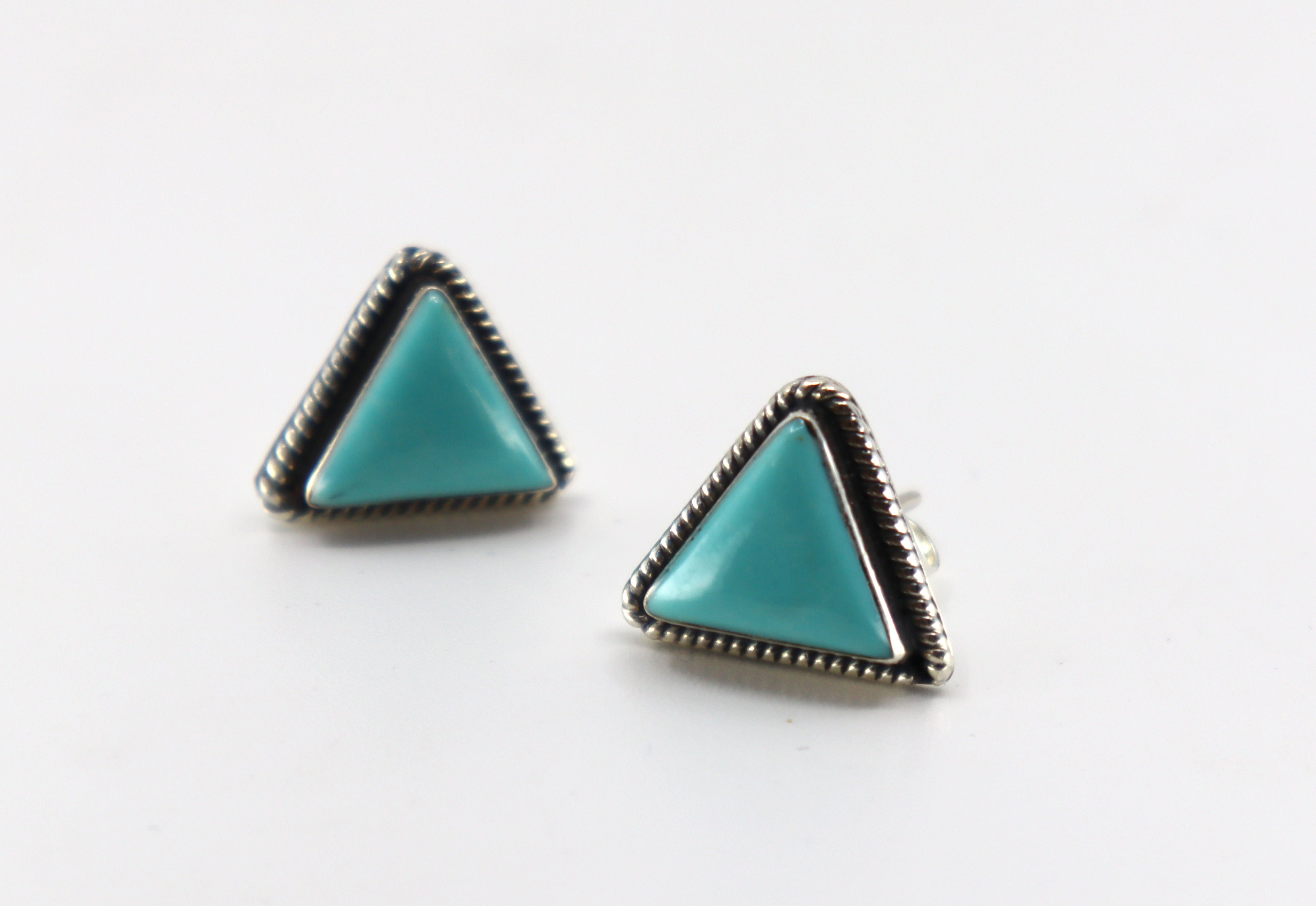 Handmade Sterling Silver & Turquoise Triangle Stud Earrings PSTPE48