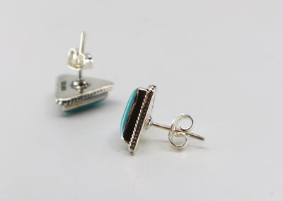 Handmade Sterling Silver & Turquoise Triangle Stud Earrings PSTPE48