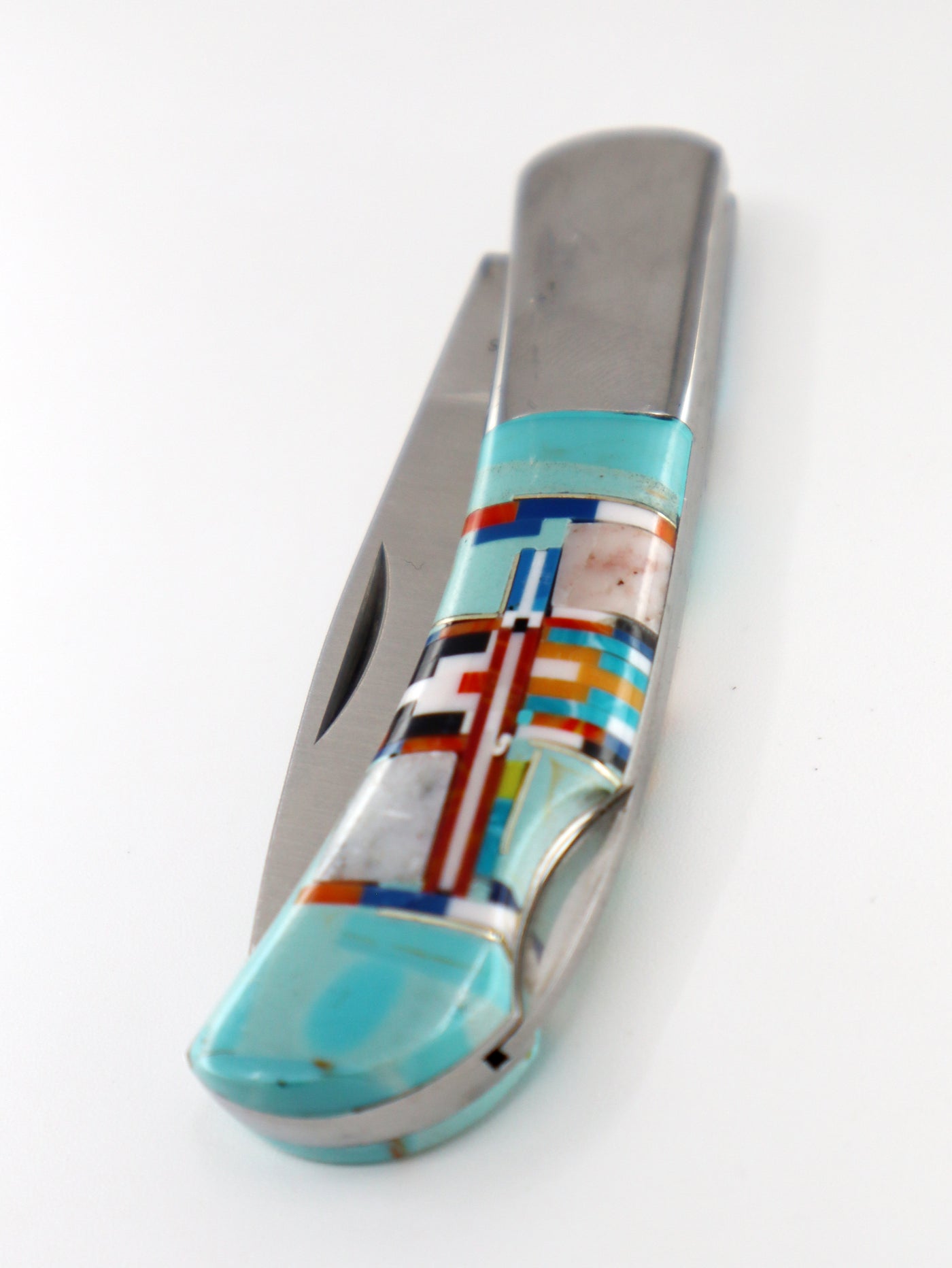 Gem Stone Inlayed Stainless Steel Pocket Knife PSTPPK01