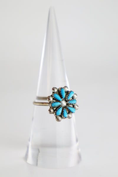 Handmade Navajo Sterling Silver Turquoise Daisy Ring