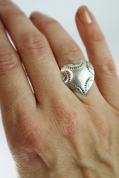 Handmade Navajo Sterling Silver Heart Ring PSTPR29