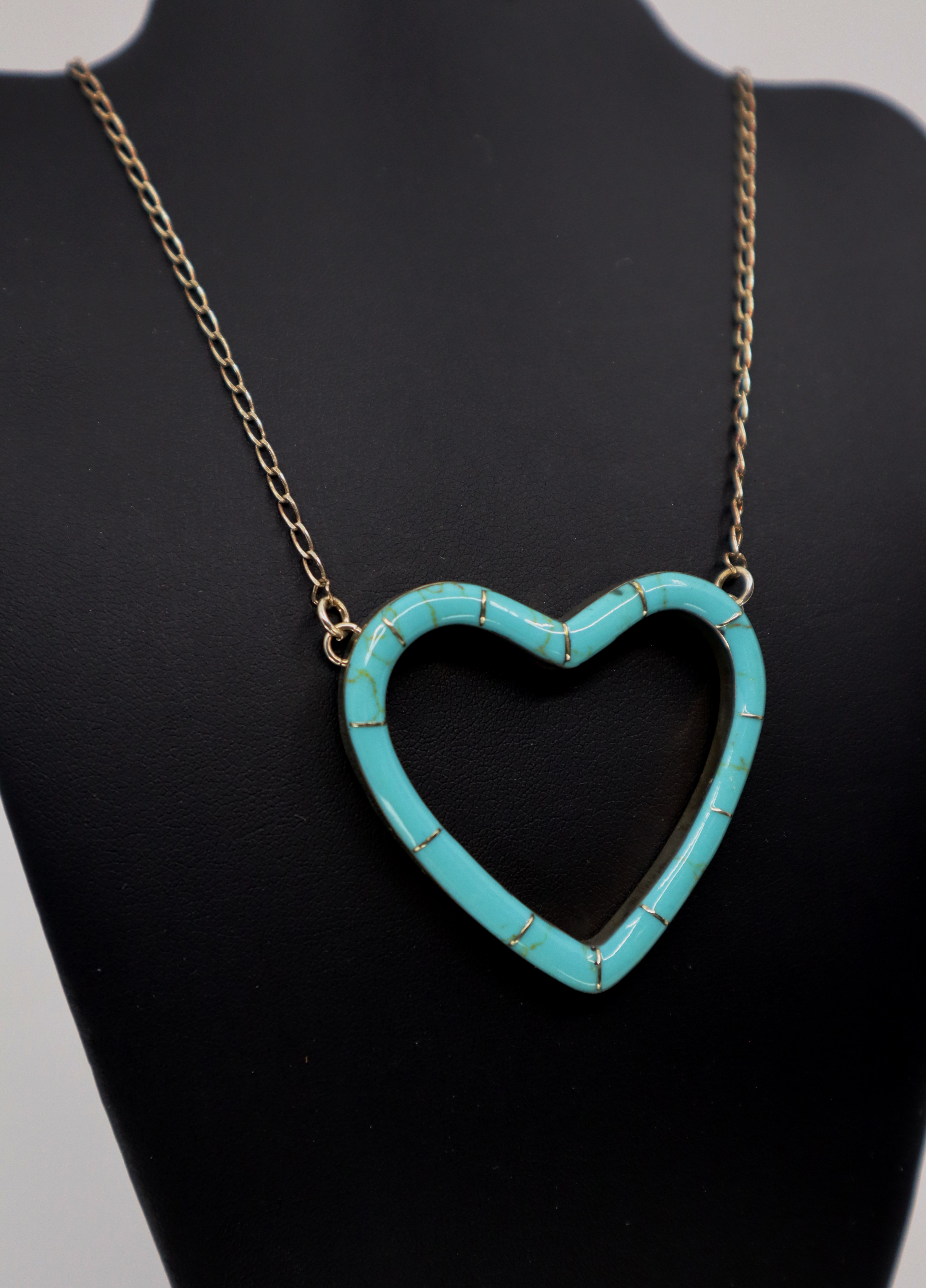 Handmade Sterling Silver Turquoise Heart Necklace PSTPN05