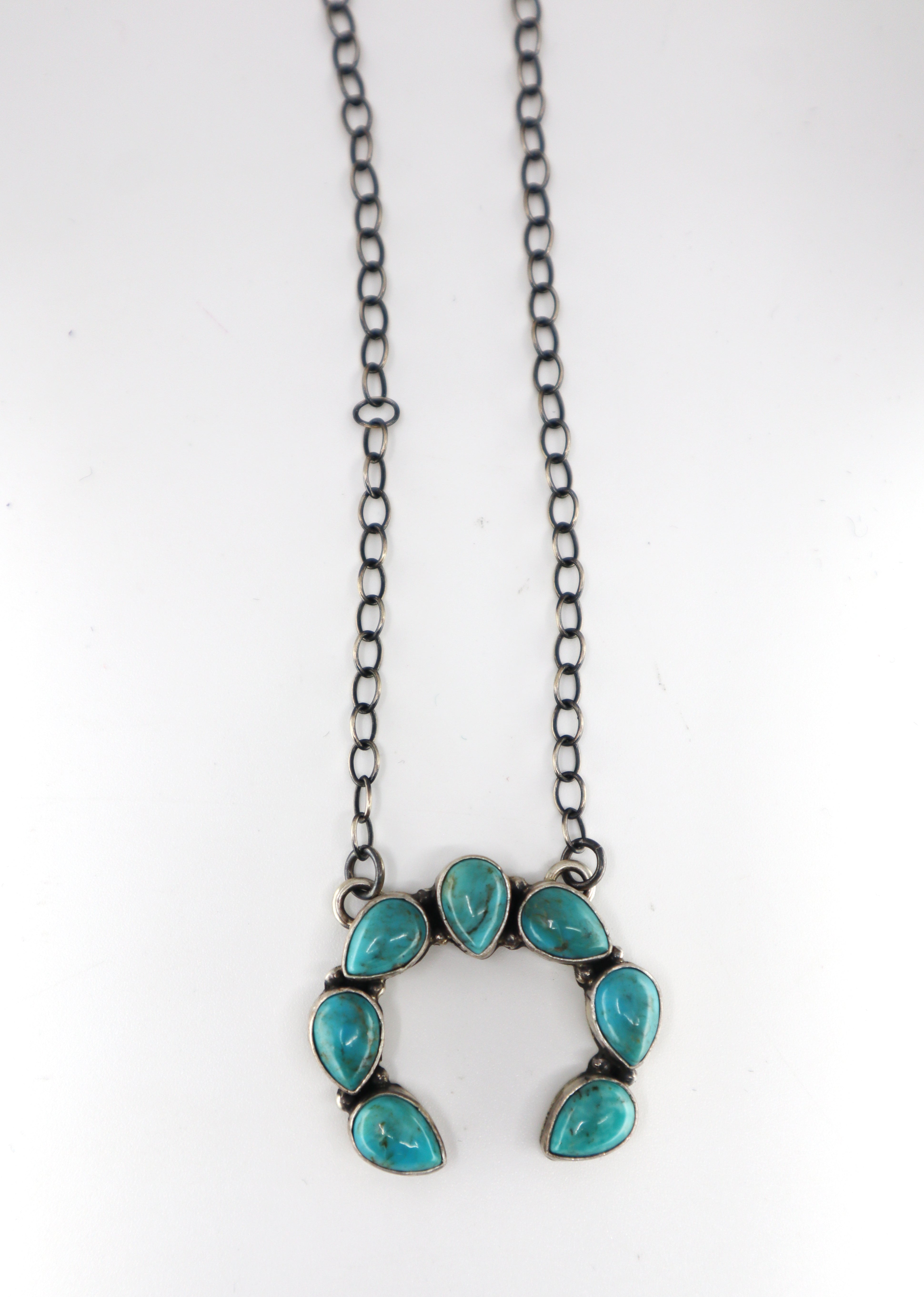 Handmade Sterling Silver Turquoise Horseshoe Necklace PSTPN04